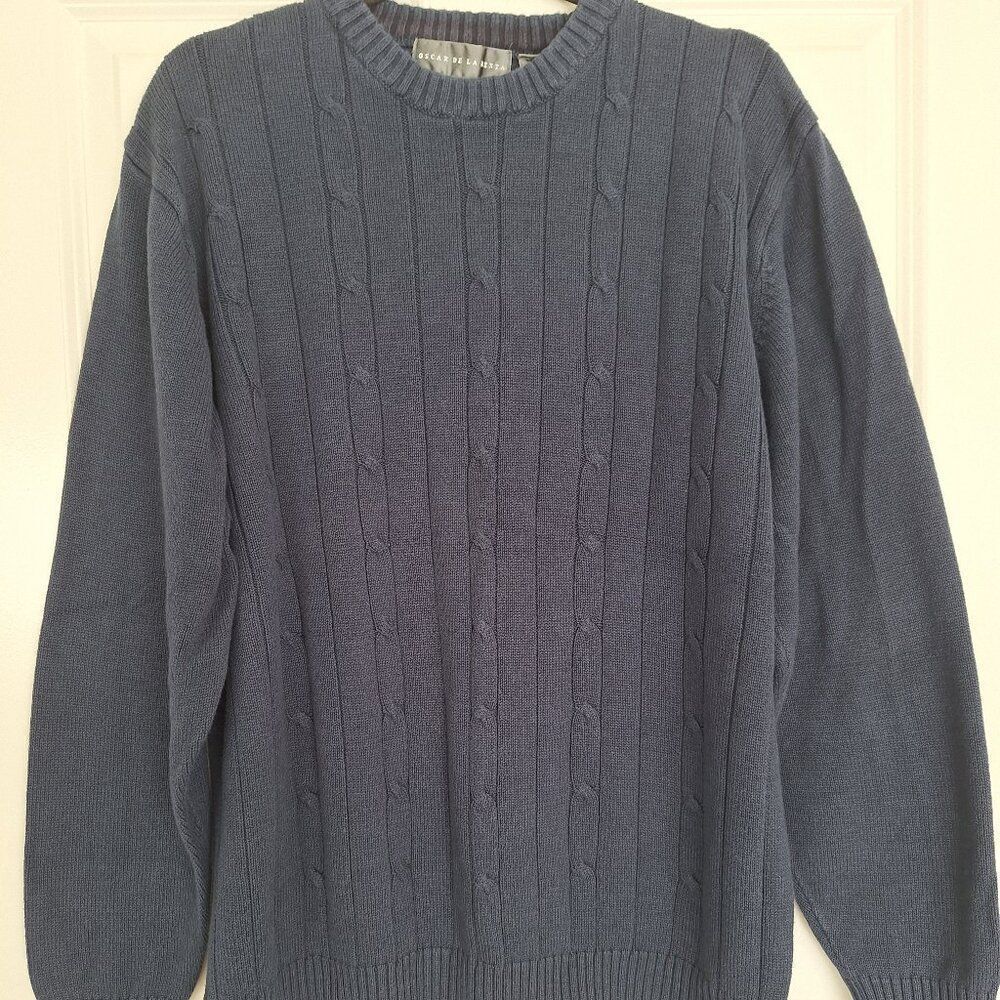 Oscar de la Renta  Knit Sweater, Blue ,‎ XXL
